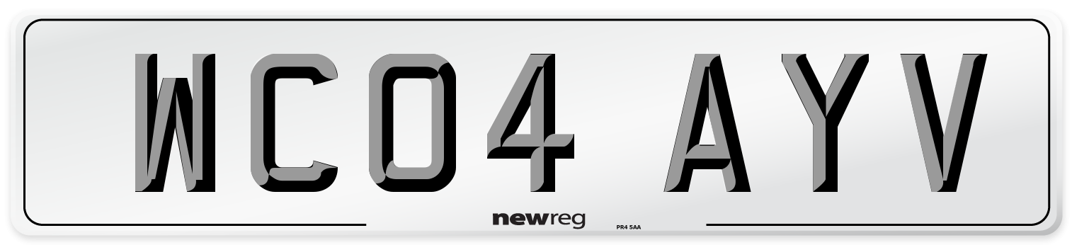 WC04 AYV Number Plate from New Reg